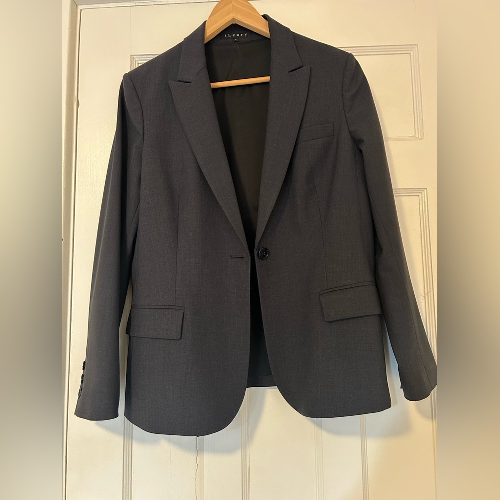 Theory Women's Blazer size 12 blue/grey